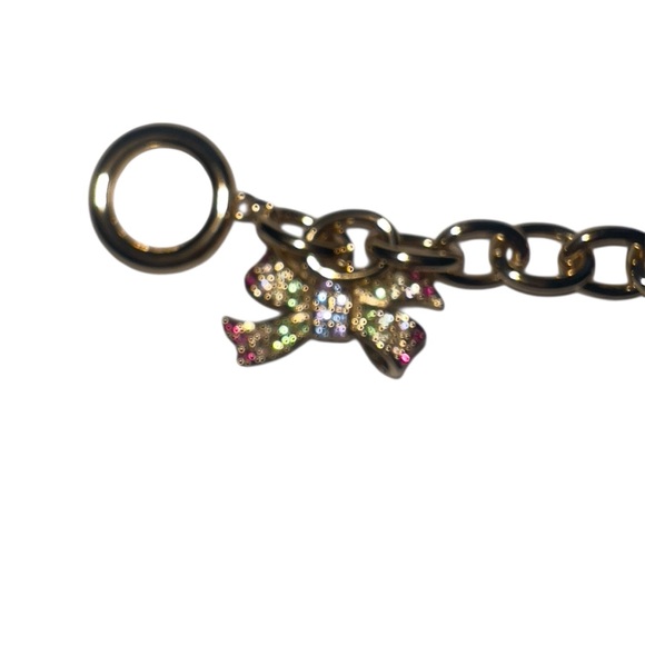Coach Bow Pave Gold Tone Chain Link Bracelet NWT - Picture 5 of 8